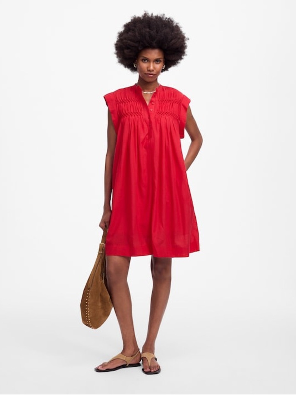 Madewell Embroidered Pleated Mini Dress Red Watermelon Size XS NWT